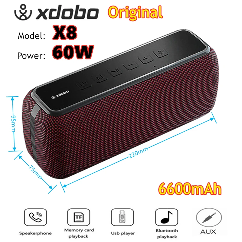 Xdobo X8 60W High Power Portable Column Wireless Bluetooth Speaker Outdoor Waterproof Subwoofer Factory Original caixa de som
Xdobo X8 60W High Power Portable Column Wireless Bluetooth Speaker Outdoor Waterproof Subwoofer Factory Original caixa de som