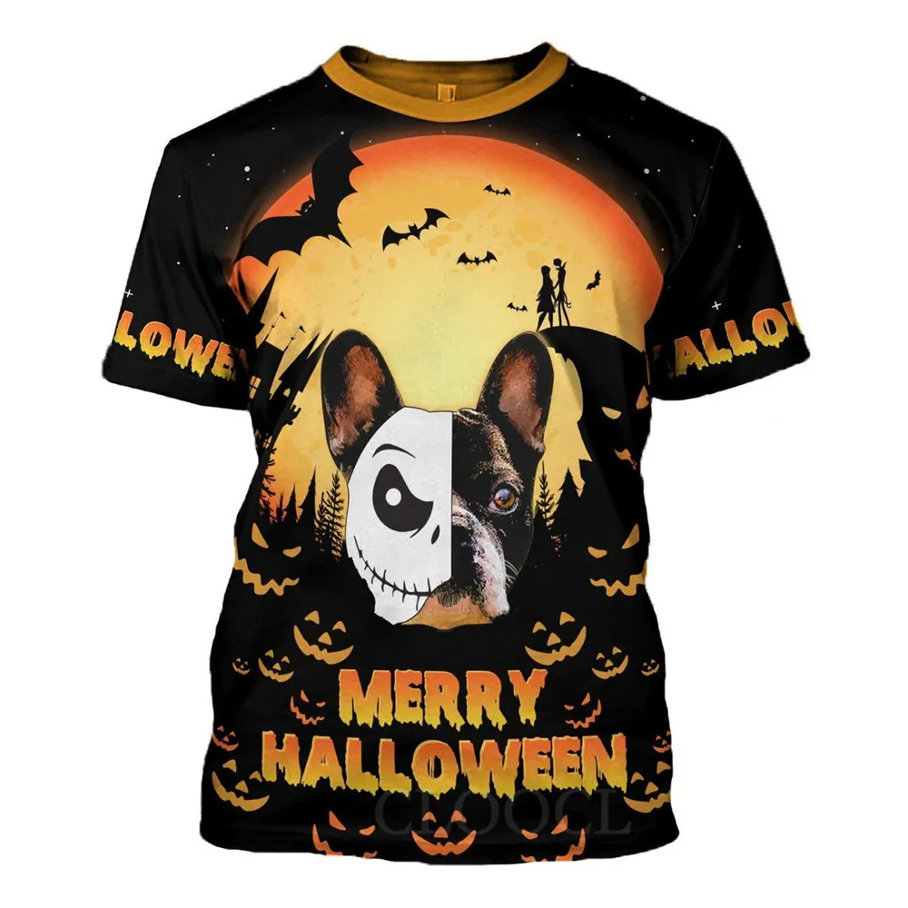 

CLOOCL Halloween Men T-shirts Graphic Labrador French Bulldog Print Streetwear Animals Festival Theme Clothing
