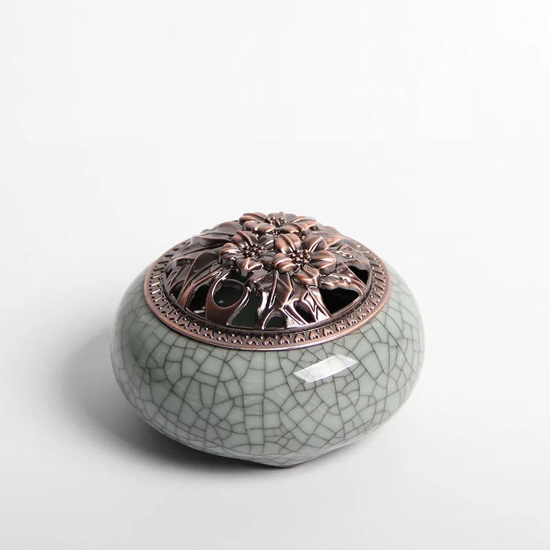 Aromatherapy stove ceramic handmade antique copper cover back incense burner backfloow budda decorativo Incense Burner | Дом и сад