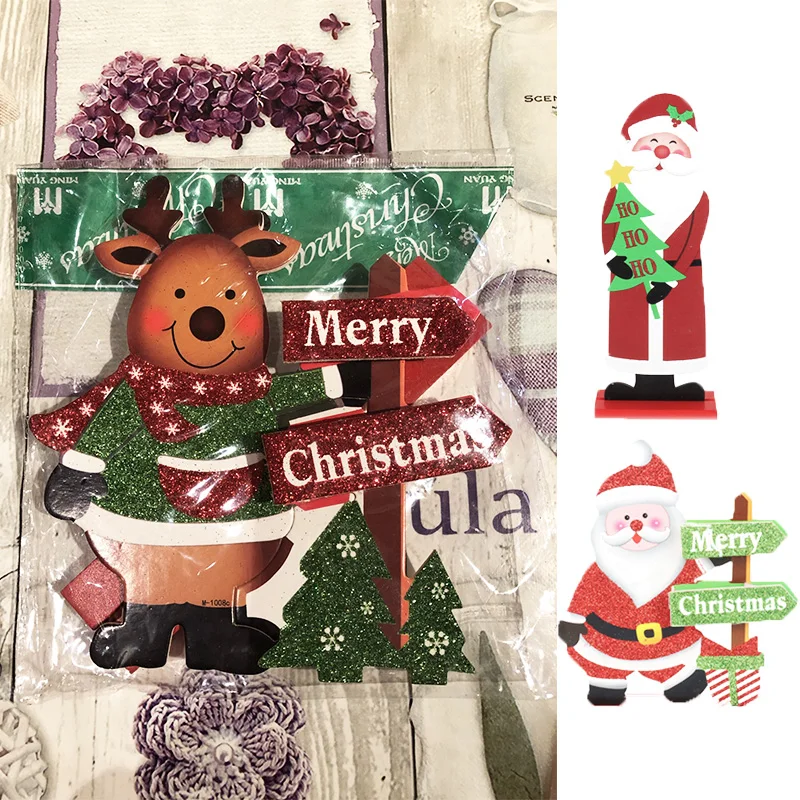 

CYUAN Merry Christmas Wooden Desktop Santa Claus Elk Xmas Ornaments 2022 New Year Gift Navidad 2021 Home table Decor noel Kerst