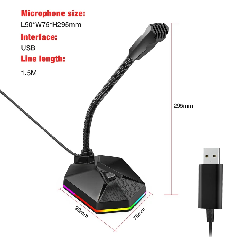 Desktop Capacitive Microphone USB Noise Reduction Computer Microphone with RGB Light Effect for Gaming Live Streaming
Desktop Capacitive Microphone USB Noise Reduction Computer Microphone with RGB Light Effect for Gaming Live Streaming