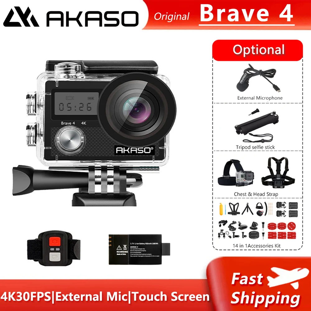Экшн-камера AKASO 4K, 20 МП, Ultra HD, 2 дюйма, Wi-Fi
Экшн-камера AKASO 4K, 20 МП, Ultra HD, 2 дюйма, Wi-Fi