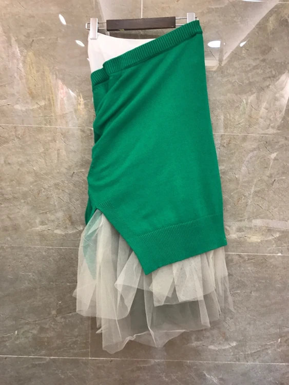 2020 autumn and winter new women's fashion hem mesh stitching knitted decoration all-match mid-length skirt 1222
2020 autumn and winter new women's fashion hem mesh stitching knitted decoration all-match mid-length skirt 1222