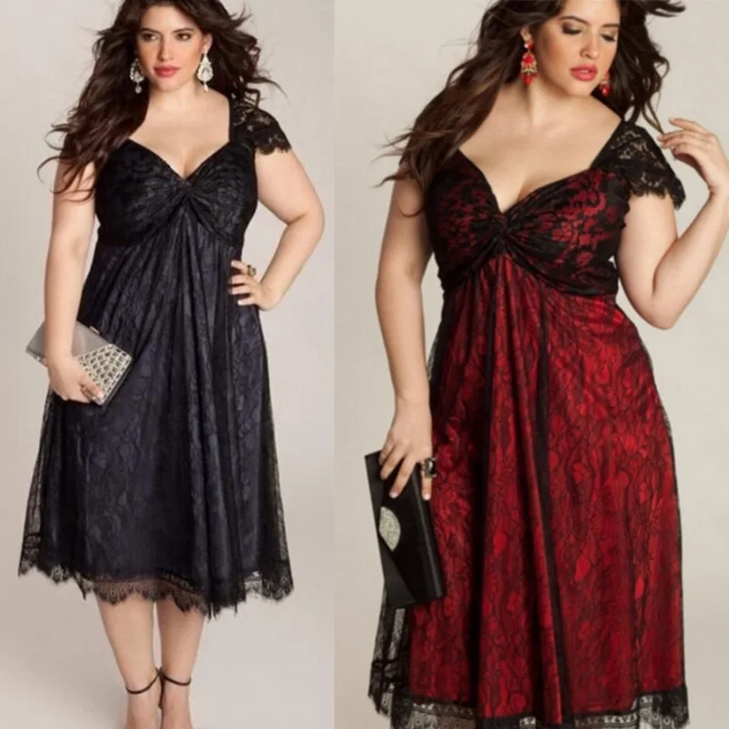 European and American Large Size Elegant Lace Stitching V-neck Sleeveless Mid-length Gothic Dress Plus Size Party Dress
European and American Large Size Elegant Lace Stitching V-neck Sleeveless Mid-length Gothic Dress Plus Size Party Dress