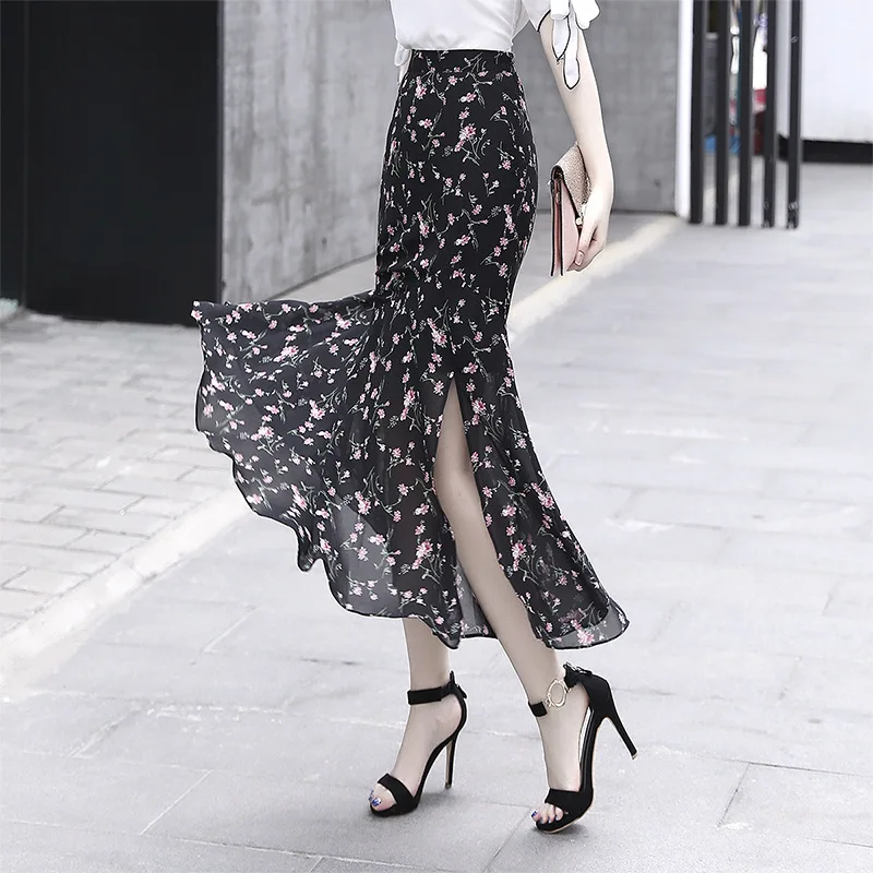 Sexy Floral Chiffon Women Mid-length Skirt High Waist Mermaid Elegant Wrap Skirt Casual Party Women Dress Zipper Elastic Skirts
Sexy Floral Chiffon Women Mid-length Skirt High Waist Mermaid Elegant Wrap Skirt Casual Party Women Dress Zipper Elastic Skirts
