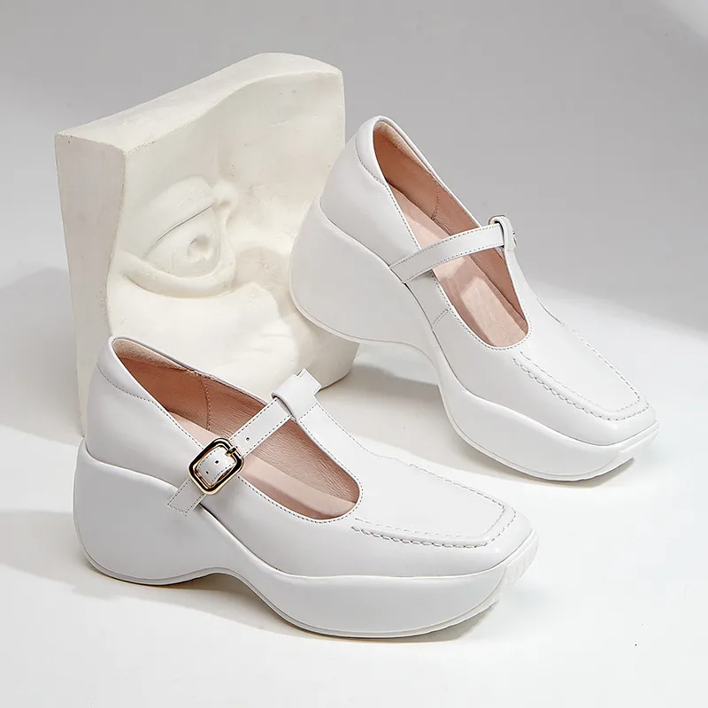 Asumer 2021 Top Quality Genuine Leather Shoes Women Pumps Buckle Square Toe Spring Single Shoes Women Wedges Platform Shoes Lady
Asumer 2021 Top Quality Genuine Leather Shoes Women Pumps Buckle Square Toe Spring Single Shoes Women Wedges Platform Shoes Lady