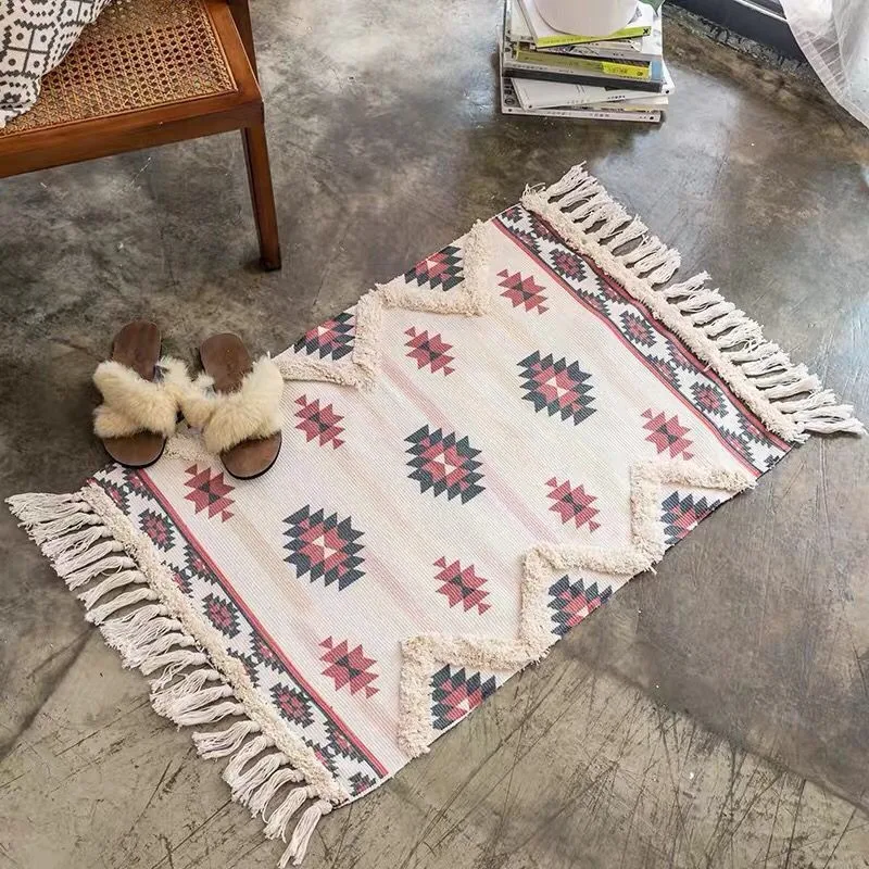Bohemian Area Rugs Bedroom Study Room Floor Hand Woven Cotton Linen Carpets Rugs for Bedroom Tassel Kitchen Mats for Floor 
Bohemian Area Rugs Bedroom Study Room Floor Hand Woven Cotton Linen Carpets Rugs for Bedroom Tassel Kitchen Mats for Floor