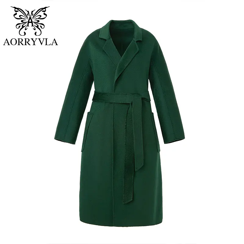 AORRYVLA 2020 Autumn Winter Women Coats High Quality Double-Faced Cashmere Elegant Vintage Long Oversize Female Green Outerwear 
AORRYVLA 2020 Autumn Winter Women Coats High Quality Double-Faced Cashmere Elegant Vintage Long Oversize Female Green Outerwear