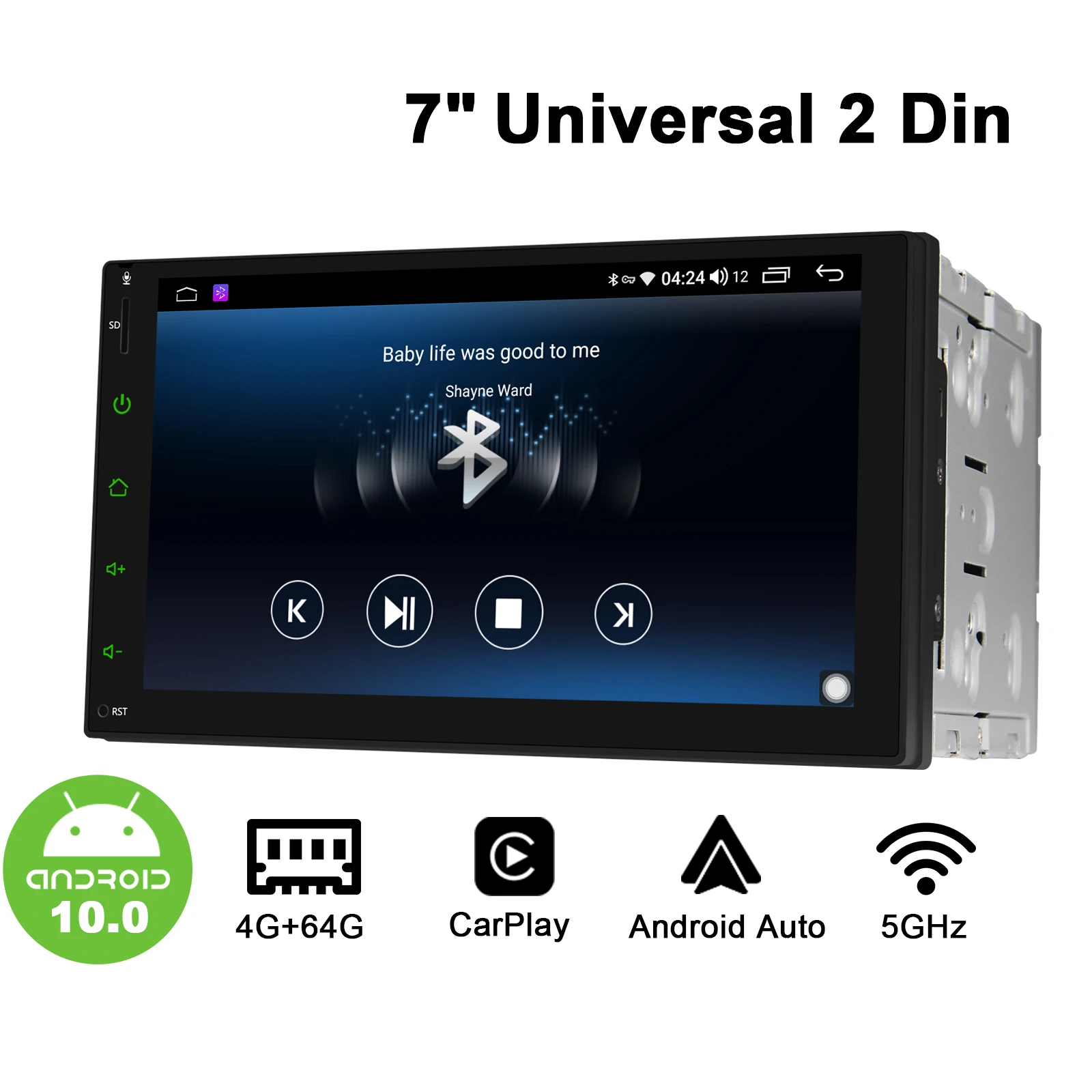 Автомагнитола 2DIN 7 дюймов Android 10 GPS DSP Carplay SPDIF сабвуфер 5GWiFi 4G SIM Раздельный экран