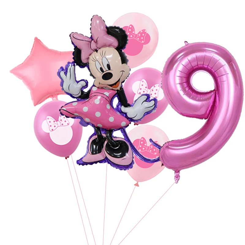 

Mickey minnie foil balloons 1st birthday party decorations kids ballon number 1 globos dot latex Children's toy baby shower girl