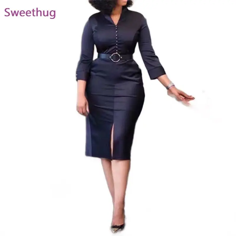 2021 African Fashion Women Dress Bodycon with Waist Belt Bead Office Ladies Modest Classy Elegant Slim Autumn Black Fashion
2021 African Fashion Women Dress Bodycon with Waist Belt Bead Office Ladies Modest Classy Elegant Slim Autumn Black Fashion