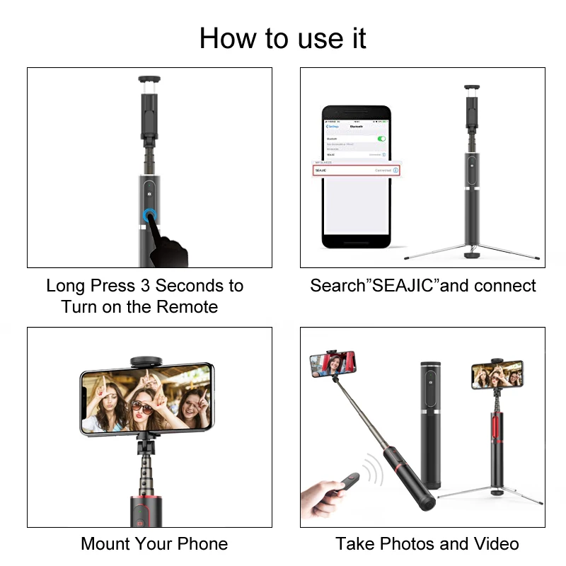 Portable Handheld Monopod Bluetooth Selfie Stick Smart Phone Camera Tripod with Wireless Remote For iPhone Xiaomi Huawei tripode
Portable Handheld Monopod Bluetooth Selfie Stick Smart Phone Camera Tripod with Wireless Remote For iPhone Xiaomi Huawei tripode