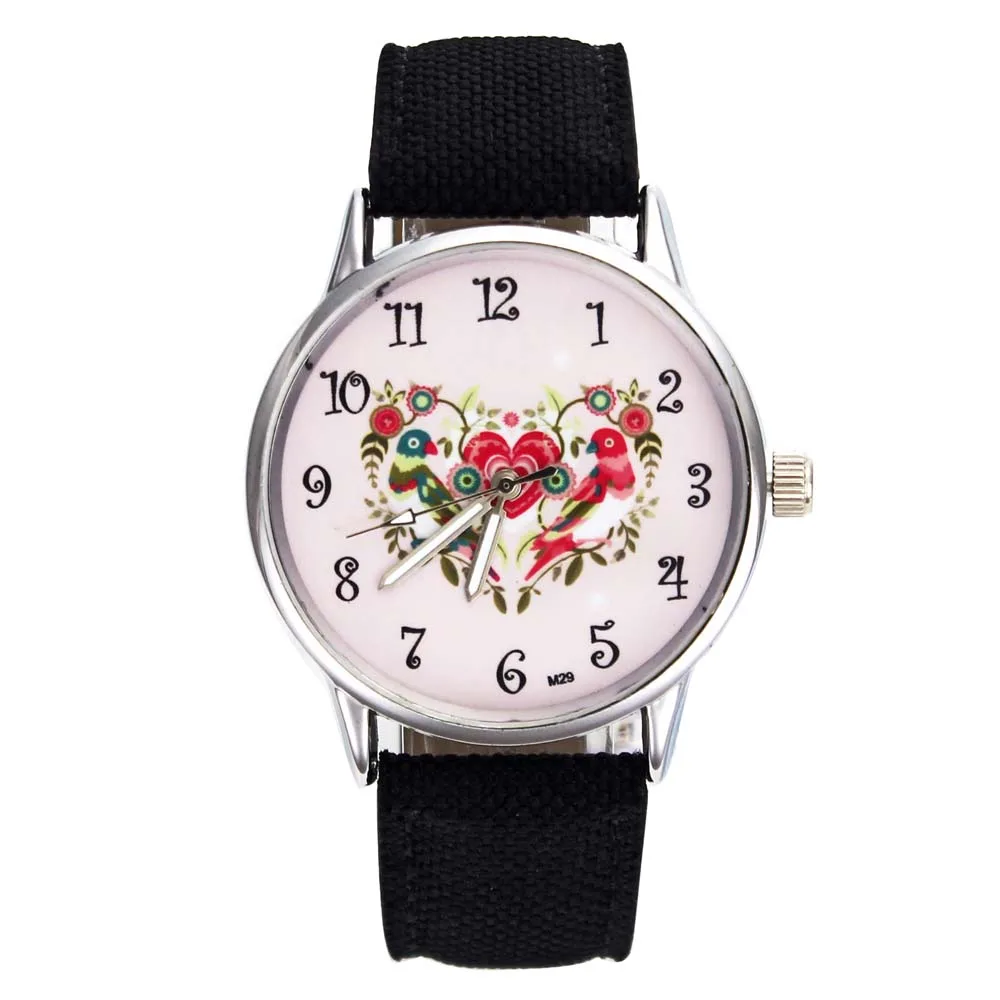Casual Canva Belt Couple Wrist Watch Fashion Simple Cute Romantic Heart Lovers Birds Pattern Trendy Quartz Watches for Men Women
Casual Canva Belt Couple Wrist Watch Fashion Simple Cute Romantic Heart Lovers Birds Pattern Trendy Quartz Watches for Men Women
