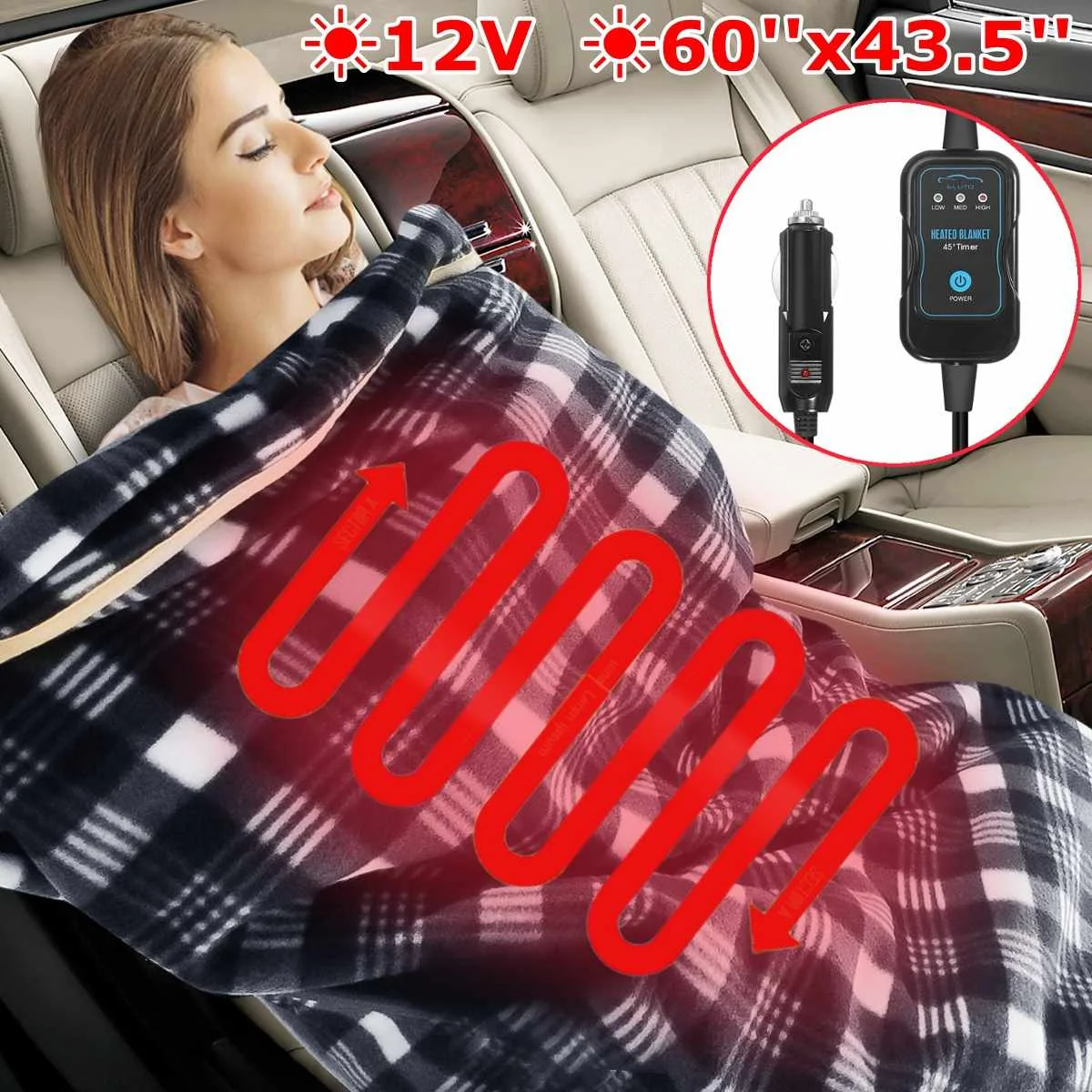12V Car Electric Blanket Heated Heater Warm Autumn Winter Auto Electric Heating Blanket Soft 150 * 110cm
12V Car Electric Blanket Heated Heater Warm Autumn Winter Auto Electric Heating Blanket Soft 150 * 110cm