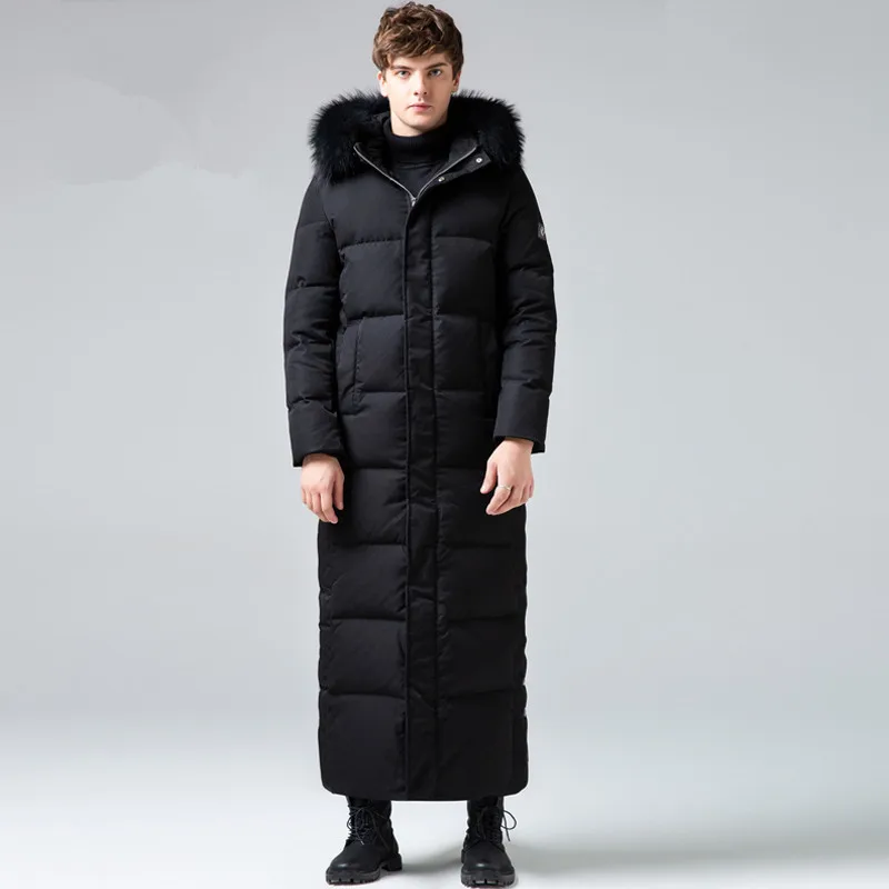 

Winter Goose Down Jacket Long Coat Men Raccoon Fur Collar Plus Size Warm Men's Jackets Doudoune Homme 0008 KJ1334