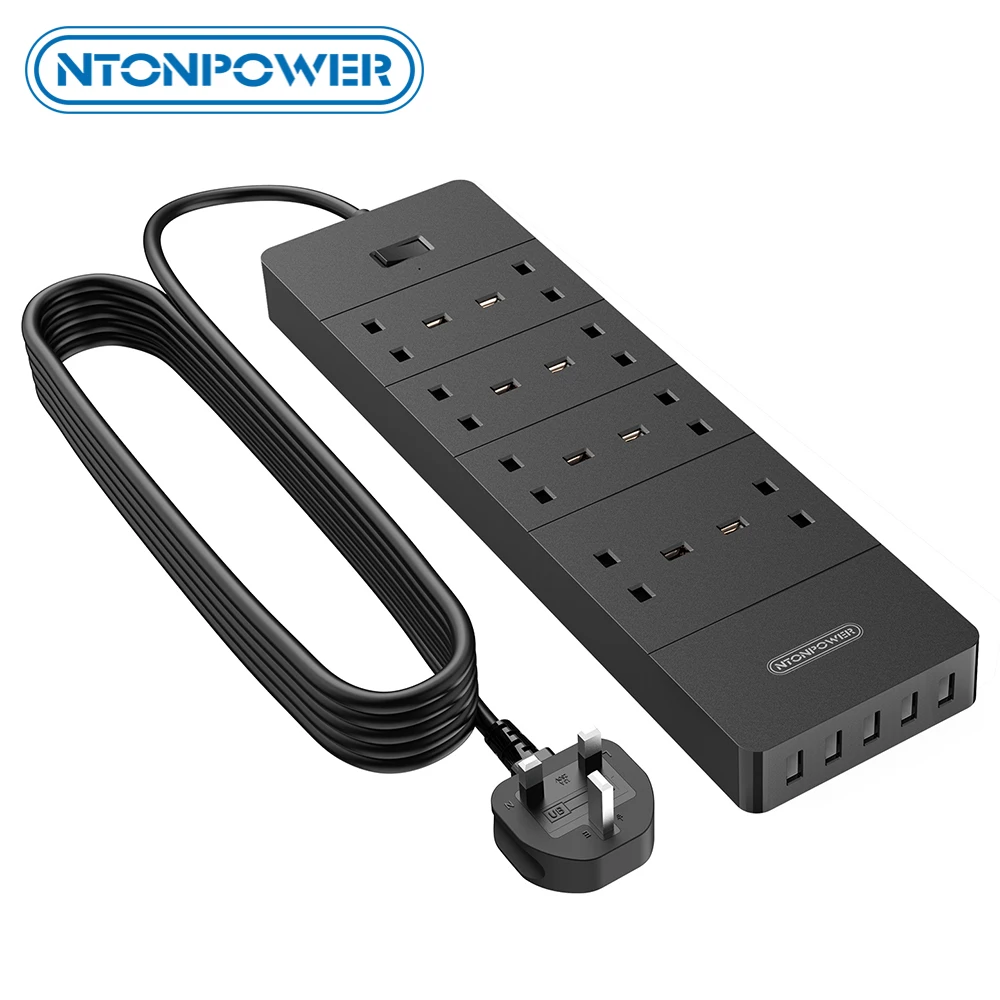 Удлинитель NTON POWER 3м мульти-удлинитель с защитой от перенапряжений и 5 USB-слотами |