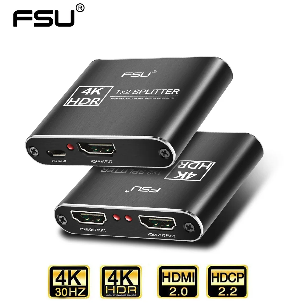 FSU HDMI-совместимый сплиттер 4K HDCP Full HD видео переключатель 1in2 выход усилитель