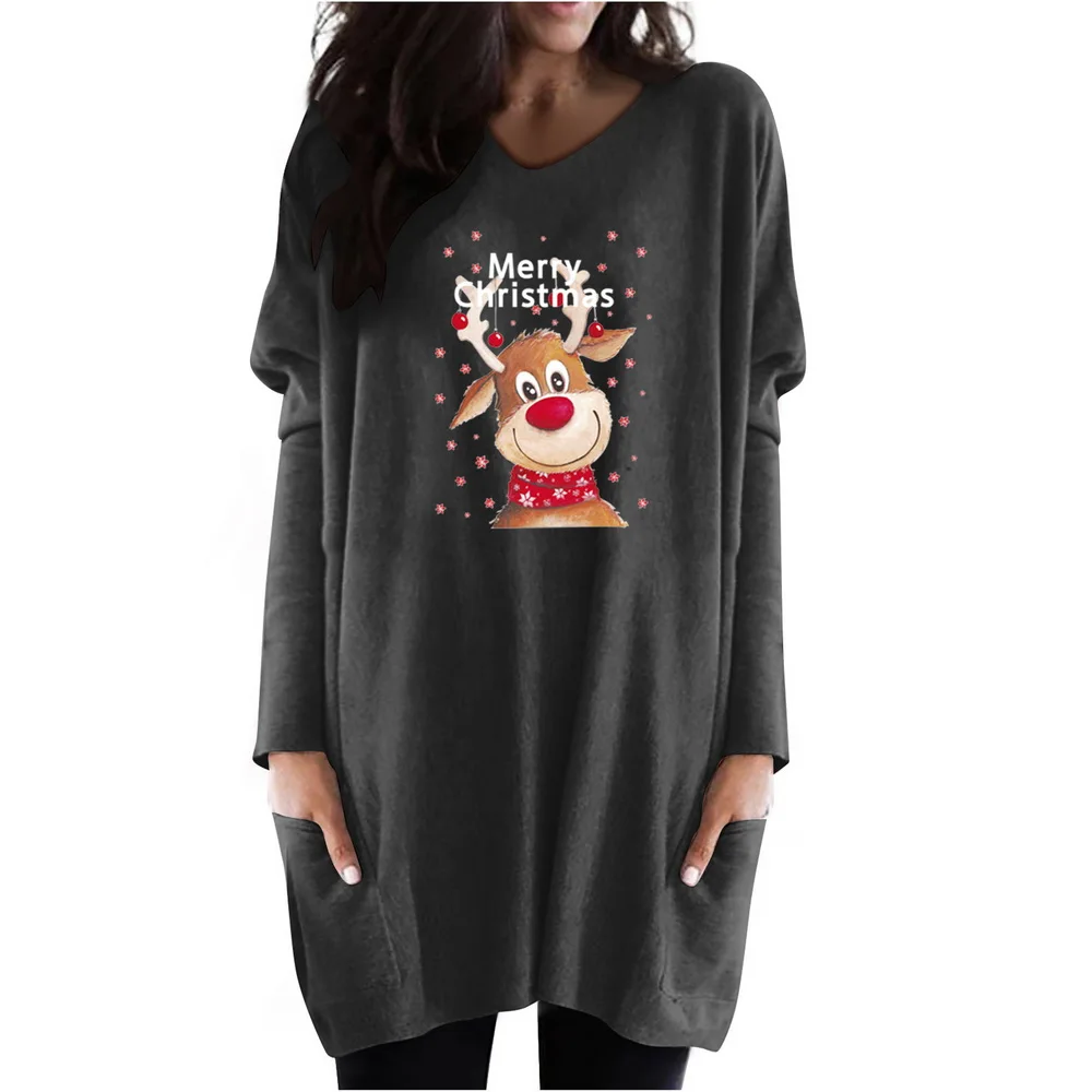 Elk Print Lantern Sleeve Long Shirt Women Casual Christmas Cartoon Cute Loose Tops Long Sleeve Party Pockets V-Neck Pullover
Elk Print Lantern Sleeve Long Shirt Women Casual Christmas Cartoon Cute Loose Tops Long Sleeve Party Pockets V-Neck Pullover