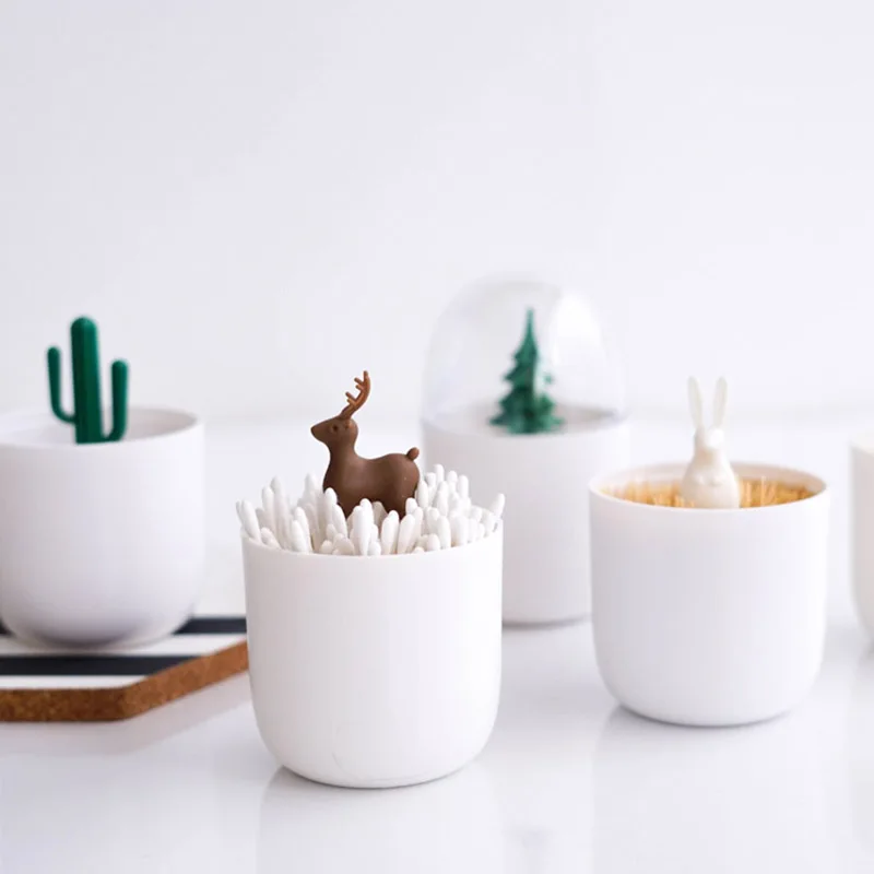 Kitchen Creativity Storage Jar with Lid Cute Deer Decoration Toothpick Holder Dust-proof Cotton Swab Jars Container Organizer 
Kitchen Creativity Storage Jar with Lid Cute Deer Decoration Toothpick Holder Dust-proof Cotton Swab Jars Container Organizer
