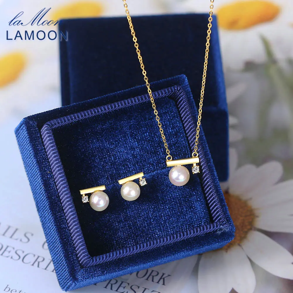 LAMOON 925 Silver Necklace Earring Jewelry Set For Women Natural Freshwater Pearl 14K Gold Plated Office Lady Jewelry Korean
LAMOON 925 Silver Necklace Earring Jewelry Set For Women Natural Freshwater Pearl 14K Gold Plated Office Lady Jewelry Korean