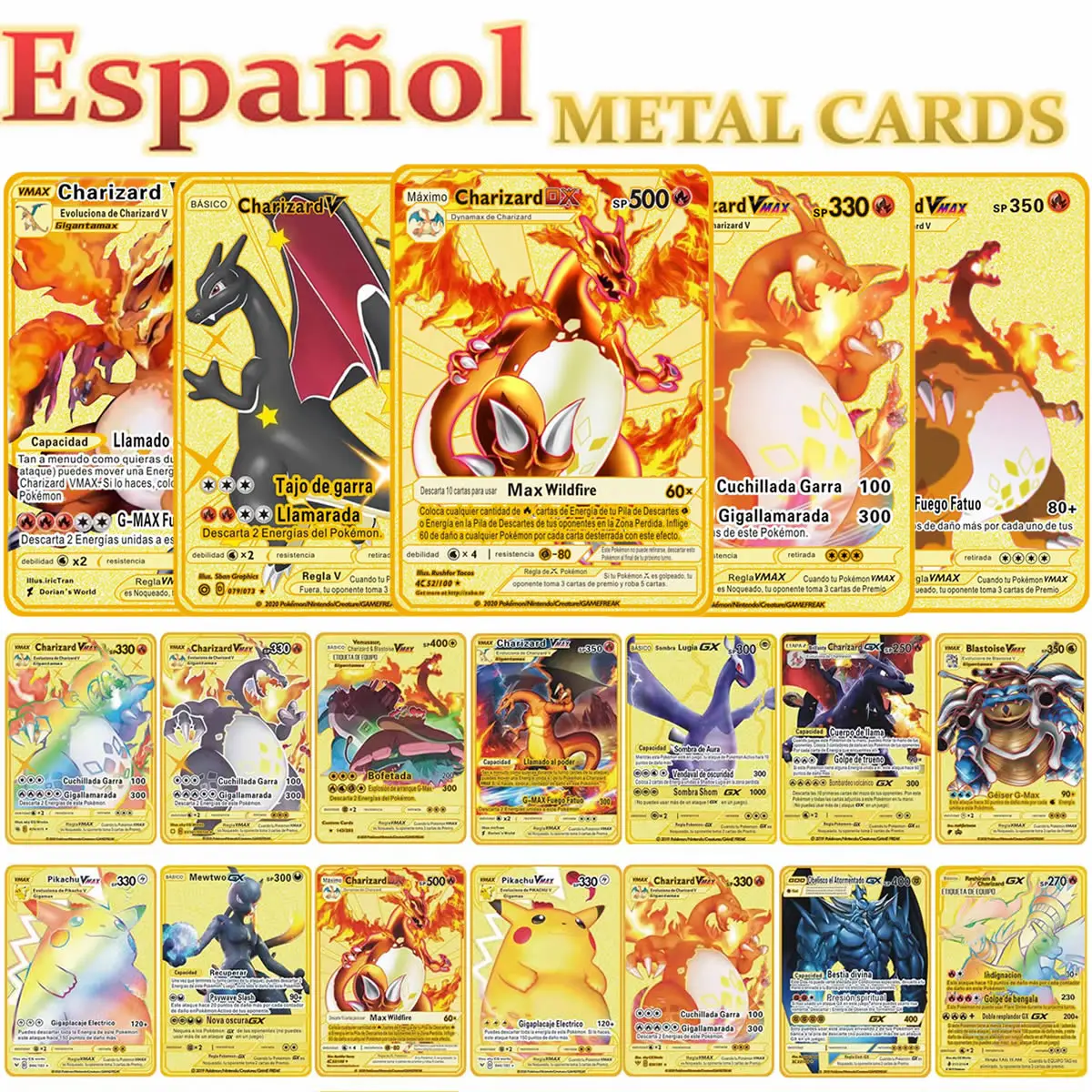 26 Style Spanish Pokemon Metal Cards Newest español GX V VMAX Charizard Pikachu Collection Game Gold Card Kid Toy Christmas Gift
26 Style Spanish Pokemon Metal Cards Newest español GX V VMAX Charizard Pikachu Collection Game Gold Card Kid Toy Christmas Gift