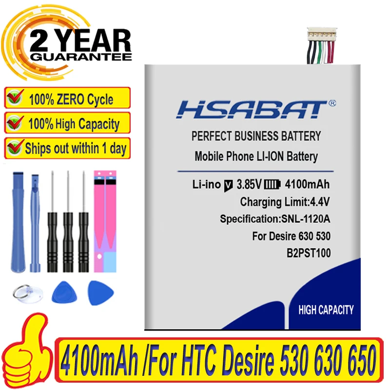 Аккумулятор HSABAT 100% 4100 мА ч B2PST100 для HTC Desire 530 630 650 D530U 628 | Мобильные телефоны и