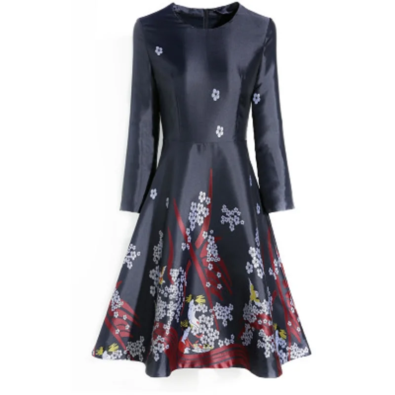 office print Runway new ladies Floral dress A Line spring Autumn Clothing party Women Vintage Christmas Slim Empire dresses
office print Runway new ladies Floral dress A Line spring Autumn Clothing party Women Vintage Christmas Slim Empire dresses