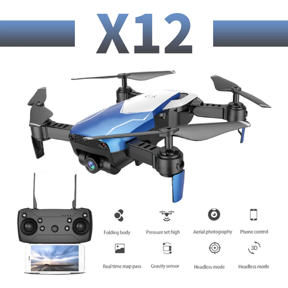 X12 профессиональная широкоугольная камера Дрон 720p HD WiFi FPV щетка Мотор Пропеллер