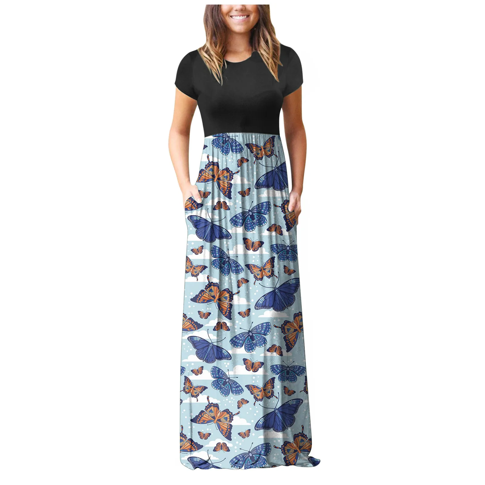 Women's Short Sleeve Pocket Casual Floral Printing Beach Long Maxi Loose Dress платье платье летнее summer dress 2021
Women's Short Sleeve Pocket Casual Floral Printing Beach Long Maxi Loose Dress платье платье летнее summer dress 2021