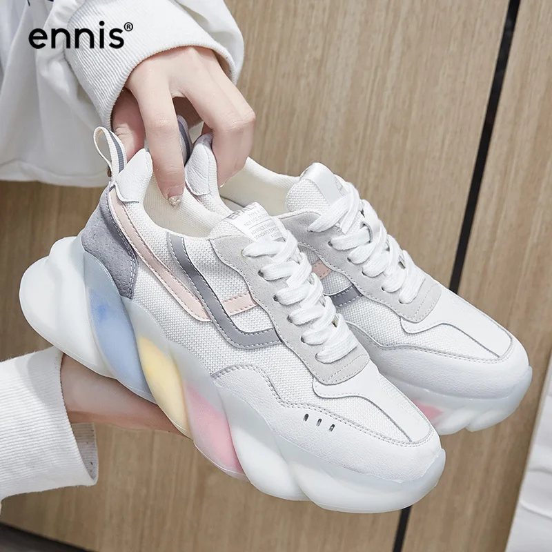 ENNIS Women's Shoes For Spring Thick Bottom Sneakers With Rainbow Sports Shoes Lady Lace-Up Casual Shoes White Black 2021 Y115
ENNIS Women's Shoes For Spring Thick Bottom Sneakers With Rainbow Sports Shoes Lady Lace-Up Casual Shoes White Black 2021 Y115