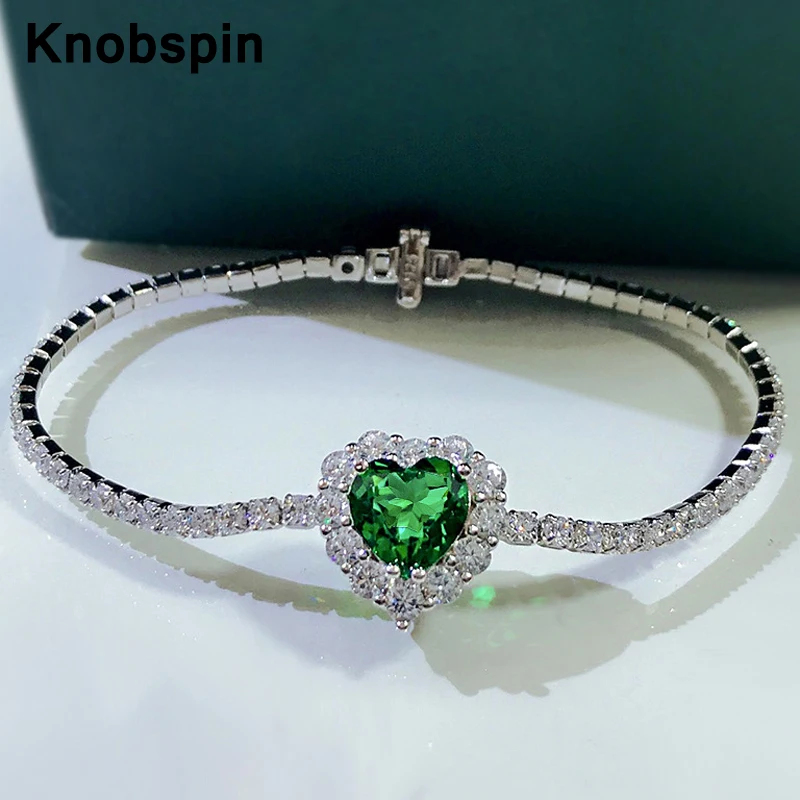 Knobspin S925 Sterling Silver 8*8mm Heart Emerald Sparkling High Carbon Diamond Ladies Wedding Party Bracelets Fine Jewelry Gift
Knobspin S925 Sterling Silver 8*8mm Heart Emerald Sparkling High Carbon Diamond Ladies Wedding Party Bracelets Fine Jewelry Gift