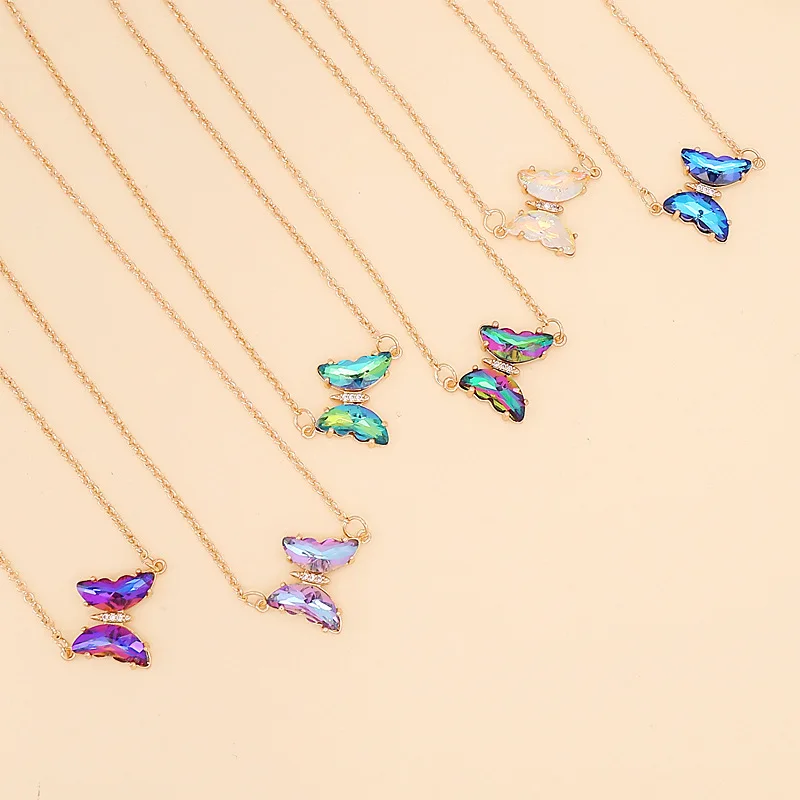 Trendy Korea Rainbow Color Super Fairy Girl Fantasy Glass Crystal Butterfly Pendant Necklace Women Bridal Clavicle Necklace Gift
Trendy Korea Rainbow Color Super Fairy Girl Fantasy Glass Crystal Butterfly Pendant Necklace Women Bridal Clavicle Necklace Gift