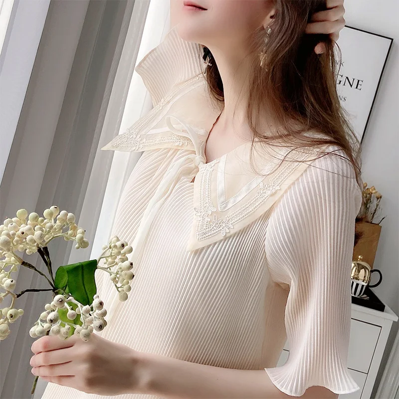 Dabuwawa Vintage Bow Straight Dress Women Turn-down Collar Half Sleeve Pleated Ruffle Hem Loose Dress Office Lady DT1BDR092
Dabuwawa Vintage Bow Straight Dress Women Turn-down Collar Half Sleeve Pleated Ruffle Hem Loose Dress Office Lady DT1BDR092