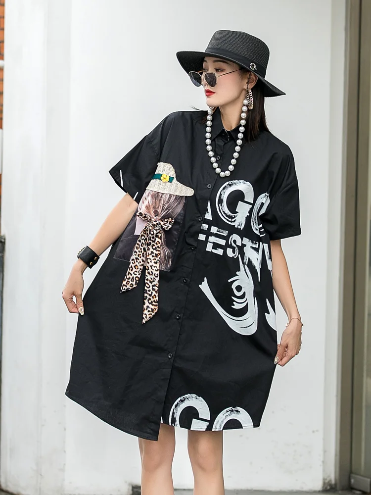 Vefadisa Fashion Summer Irregular Women Dress 2021 Summer Character Print Dress Casual Short Sleeve Shirt Dress Black QYF5770
Vefadisa Fashion Summer Irregular Women Dress 2021 Summer Character Print Dress Casual Short Sleeve Shirt Dress Black QYF5770