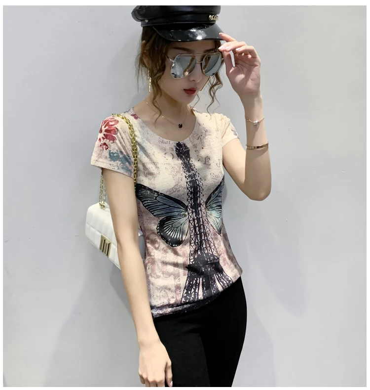 Houthion Summer New Slim All-match O-neck Short Sleeves Women's T-shirt Fashion Style Street Hipster Cartoon Butterfly Print Top
Houthion Summer New Slim All-match O-neck Short Sleeves Women's T-shirt Fashion Style Street Hipster Cartoon Butterfly Print Top