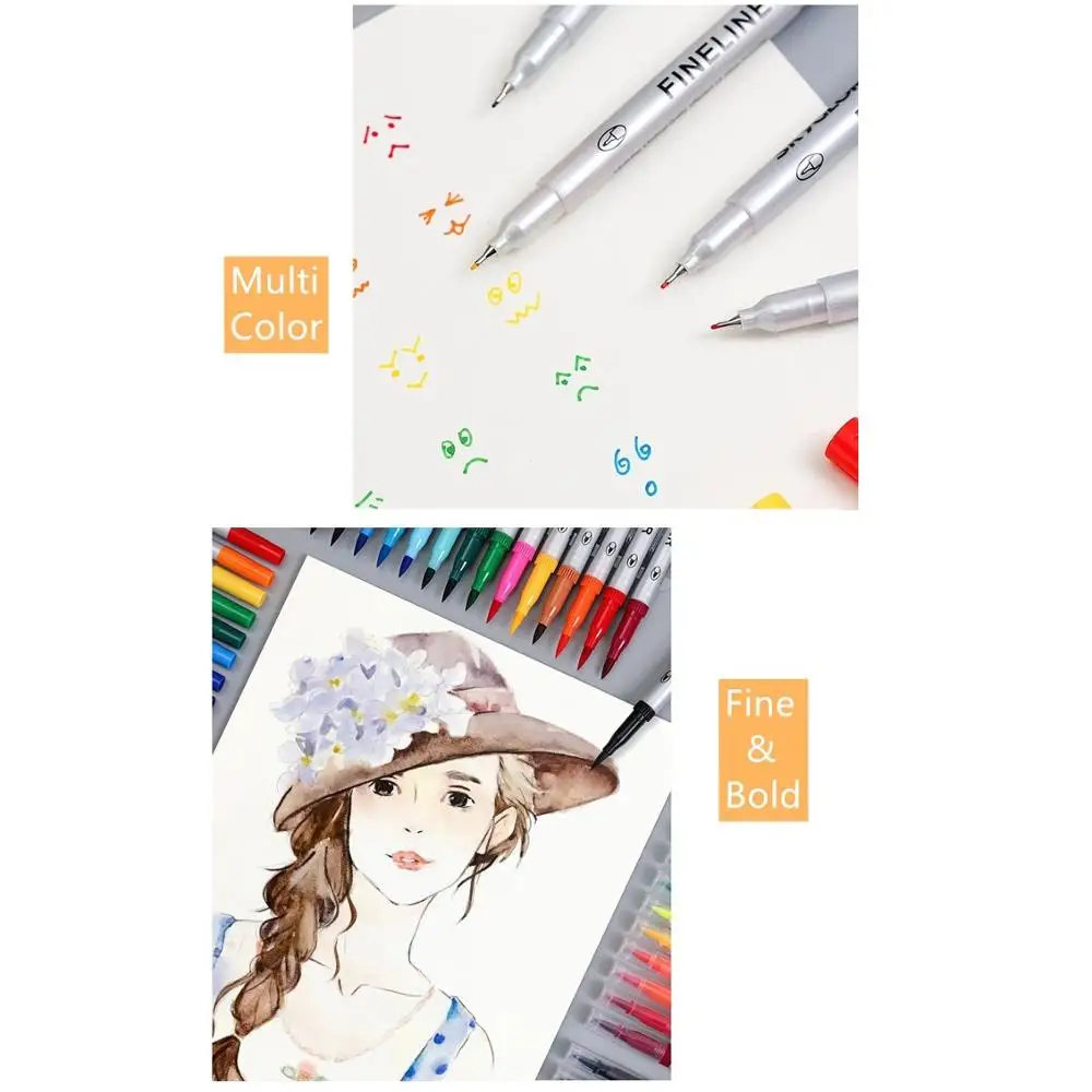 12/24Colors Dual-side Soft Tip Painting Marker Pen Set Fine Liner Bold Brush Drawing Comic Design Art Gift School Supplies H6821
12/24Colors Dual-side Soft Tip Painting Marker Pen Set Fine Liner Bold Brush Drawing Comic Design Art Gift School Supplies H6821