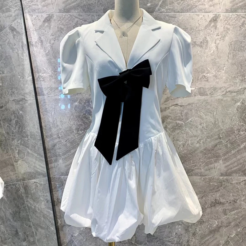 High Quality Puff Sleeve Woman Dress Summer Bow Decoration Streetwear Dresses for Women Fashion Clothing 
High Quality Puff Sleeve Woman Dress Summer Bow Decoration Streetwear Dresses for Women Fashion Clothing