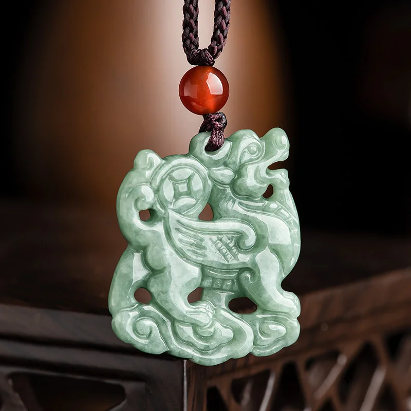 Hot Selling Natural Hand-carve Jade Qilin Promoted To Make A Fortune Necklace Pendant Fashion Jewelry Men Women LuckGifts Amulet | Украшения
