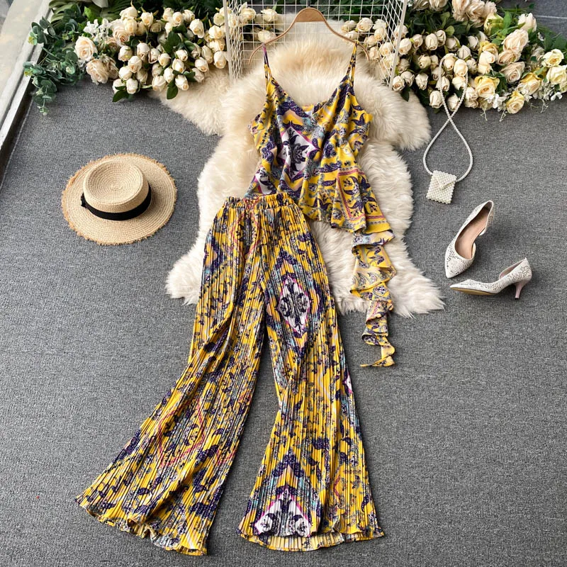 2021 Summer Retro Palace Style Printed Suit Autumn Office Casual Top+Pants Pleated Ruffles Suit Women Fashion Banquet Clothing
2021 Summer Retro Palace Style Printed Suit Autumn Office Casual Top+Pants Pleated Ruffles Suit Women Fashion Banquet Clothing