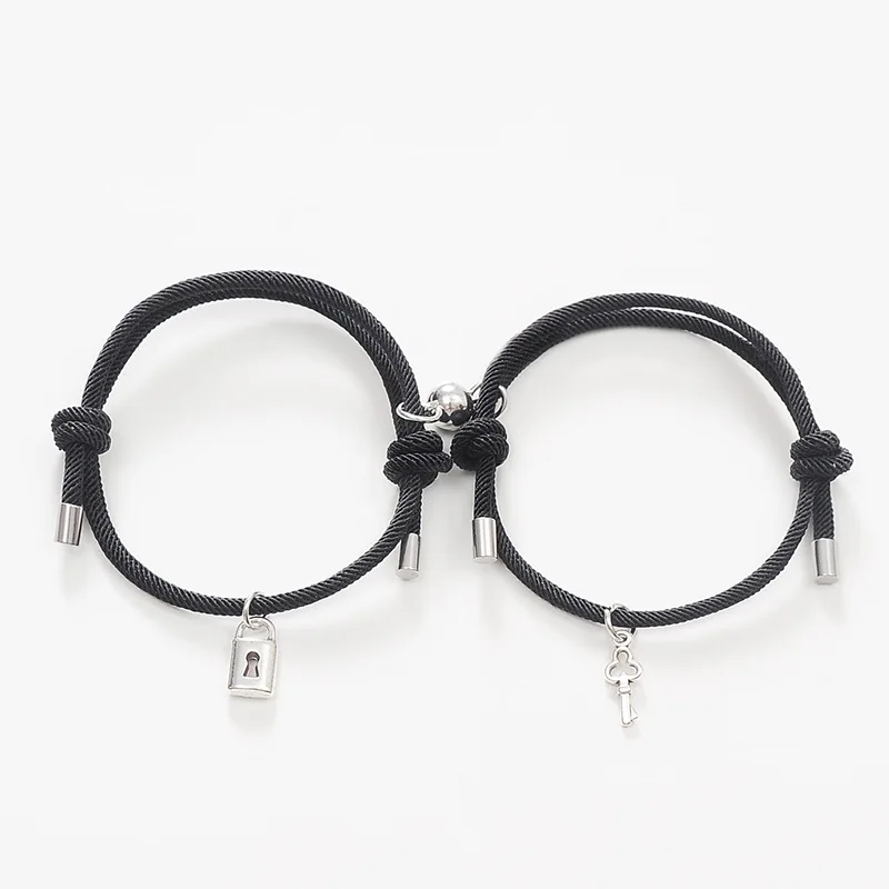 2Pcs/Set Key and Lock Couple Bracelet Gift Handmade Adjustable Forever Love Relationship Bracelet Magnetic Couple Charm Bracelet 
2Pcs/Set Key and Lock Couple Bracelet Gift Handmade Adjustable Forever Love Relationship Bracelet Magnetic Couple Charm Bracelet