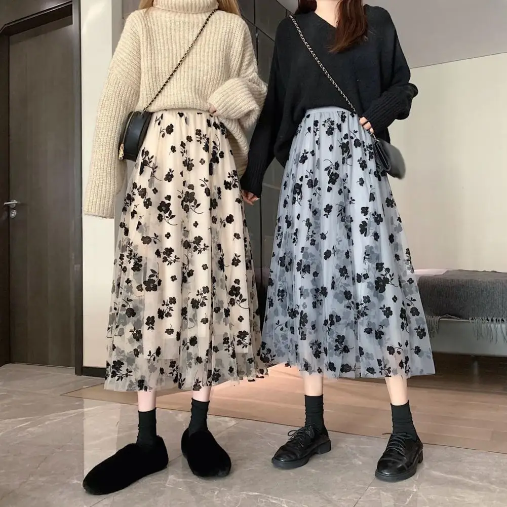 Fashion Pleated Long Tulle Skirt Mesh Femme Elastic High Waisted A-line Skirts Floral Pattern Elegant Womens 2021 Clothes
Fashion Pleated Long Tulle Skirt Mesh Femme Elastic High Waisted A-line Skirts Floral Pattern Elegant Womens 2021 Clothes