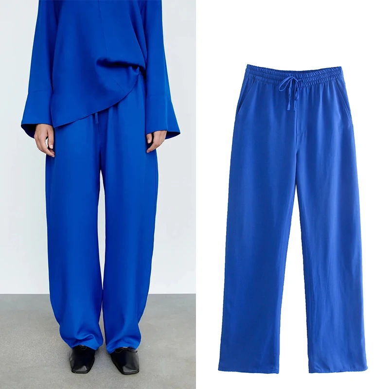 WESAY JESI ZA Women's Clothing Chic Fashion Side Pockets Wide Leg Pants Vintage High Elastic Waist Casual Loose Female Trousers
WESAY JESI ZA Women's Clothing Chic Fashion Side Pockets Wide Leg Pants Vintage High Elastic Waist Casual Loose Female Trousers
