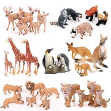 Simulation Wild Zoo Animals African Lion Tiger Models Action Figures Raccoon Bear Deer Figurines Miniature Collection Kids Toy