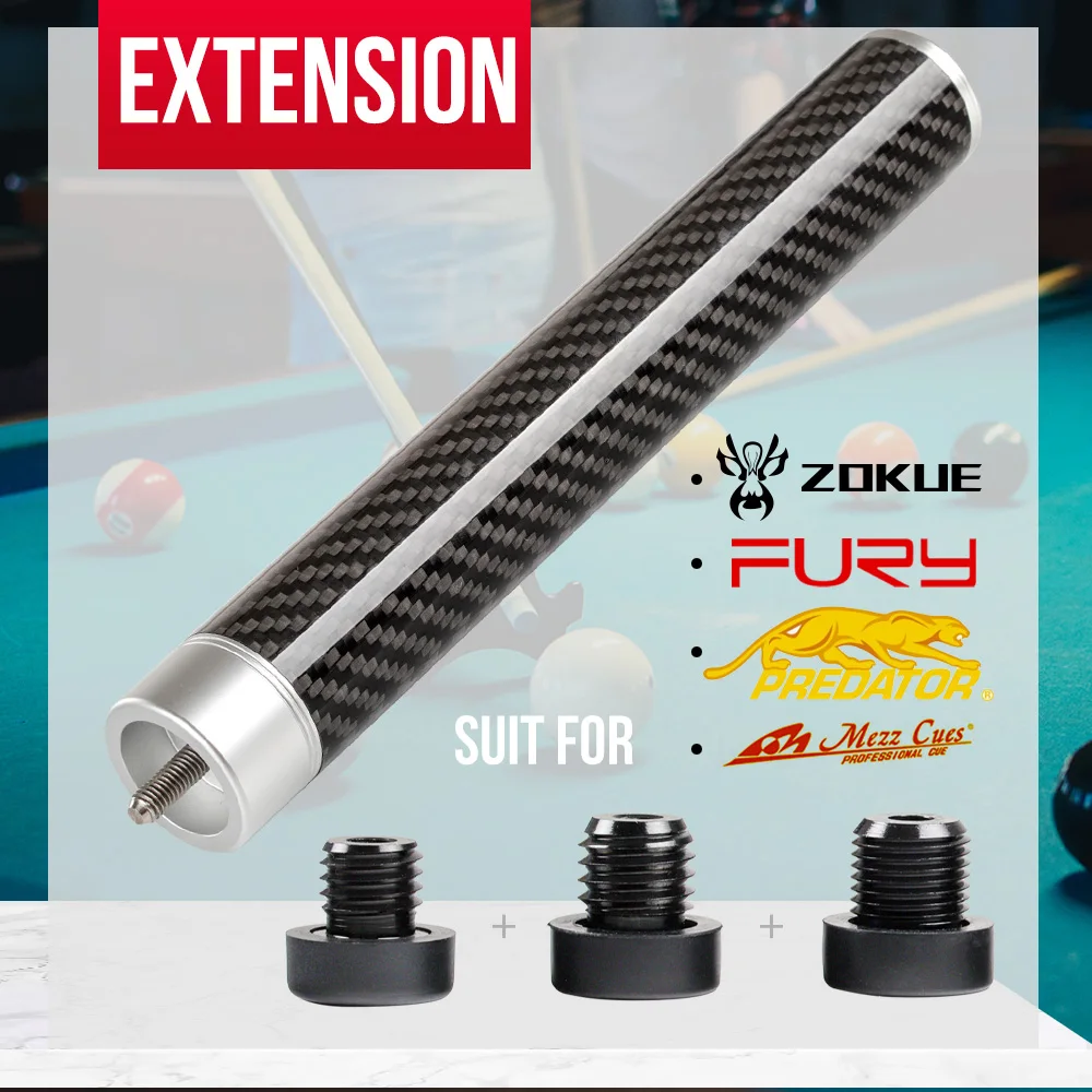 ZOKUE Billiard Extension Carbon Fiber Extension Billiard Accessories for ZOKUE MEZZ FURY PREDATOR with 3 Bumpers Extender 
ZOKUE Billiard Extension Carbon Fiber Extension Billiard Accessories for ZOKUE MEZZ FURY PREDATOR with 3 Bumpers Extender
