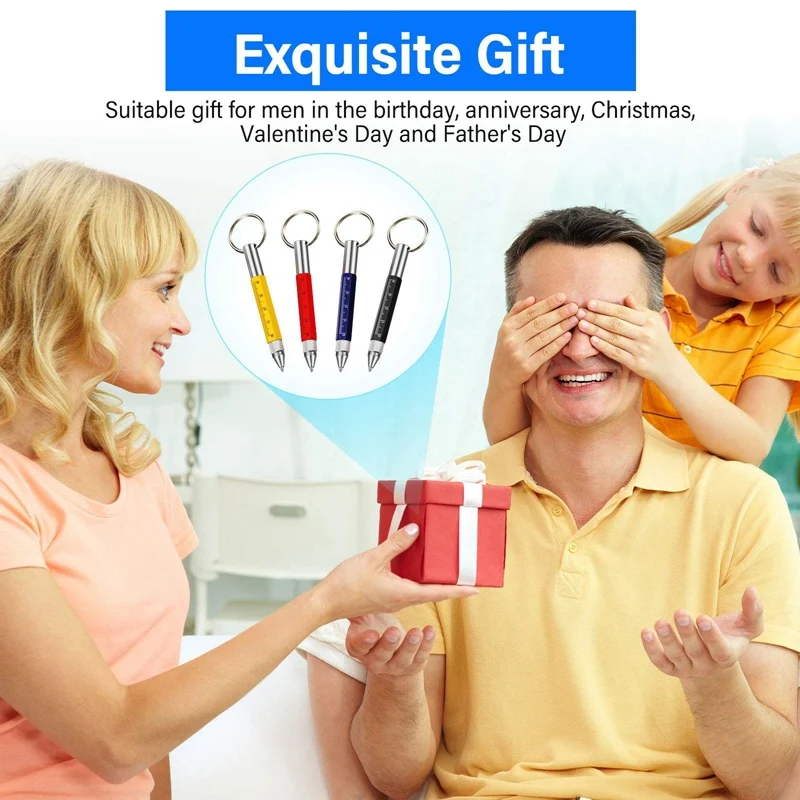 4 Pcs 6 in 1 Multi Tool Tech Tool Pen Key Ring Screwdriver Pen with Ruler Two-Head Ballpoint Pen Refills Metal Tool Pen
4 Pcs 6 in 1 Multi Tool Tech Tool Pen Key Ring Screwdriver Pen with Ruler Two-Head Ballpoint Pen Refills Metal Tool Pen