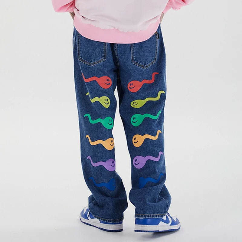 Men Jeans Colorful Tadpole Letter Printed Japanese Streetwear Pants Harajuku Baggy Straight Trouser High Street Denim Pants
Men Jeans Colorful Tadpole Letter Printed Japanese Streetwear Pants Harajuku Baggy Straight Trouser High Street Denim Pants