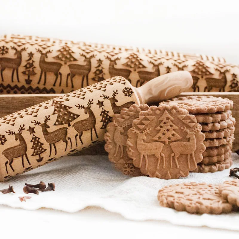 Christmas Embossing Rolling Pin Baking Cookies Noodle Biscuit Fondant Cake Dough Engraved Roller Reindeer Snowflake
Christmas Embossing Rolling Pin Baking Cookies Noodle Biscuit Fondant Cake Dough Engraved Roller Reindeer Snowflake