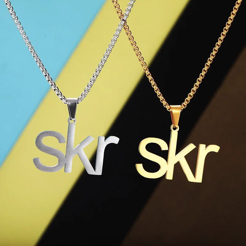 New Skr Letter Necklace Pendant Stainless Steel Punk Gold Necklace Men and Women Hip Hop Jewelry Chain Accessories Gift
New Skr Letter Necklace Pendant Stainless Steel Punk Gold Necklace Men and Women Hip Hop Jewelry Chain Accessories Gift
