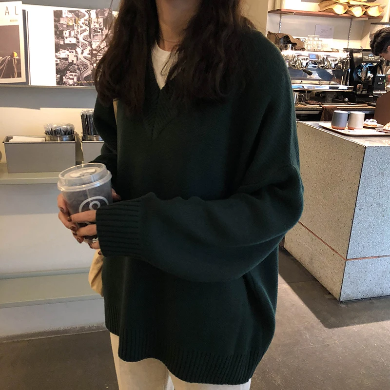 NEW 5 colors korean style loose v neck solid color knitted warm sweaters womens sweaters and pullovers
NEW 5 colors korean style loose v neck solid color knitted warm sweaters womens sweaters and pullovers