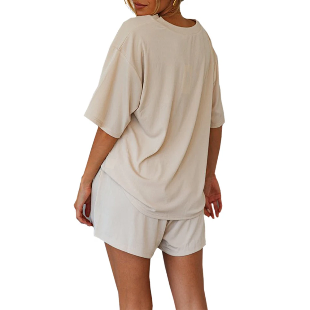 Women Summer/Autumn Breathable Short Sleeve Pajamas Set Ladies Simple Style Solid Color Round Neck Loose Leisure Homewear
Women Summer/Autumn Breathable Short Sleeve Pajamas Set Ladies Simple Style Solid Color Round Neck Loose Leisure Homewear